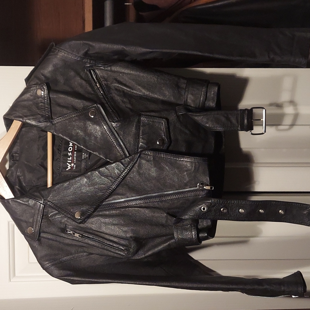 Wilson's leather cropped moto jacket XS